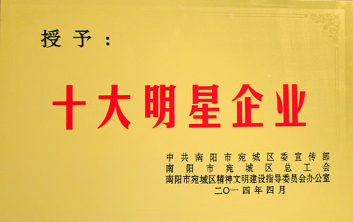 2014 Top Ten Star Enterprises in Wancheng District
